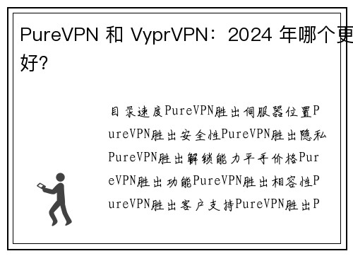 PureVPN 和 VyprVPN：2024 年哪个更好？